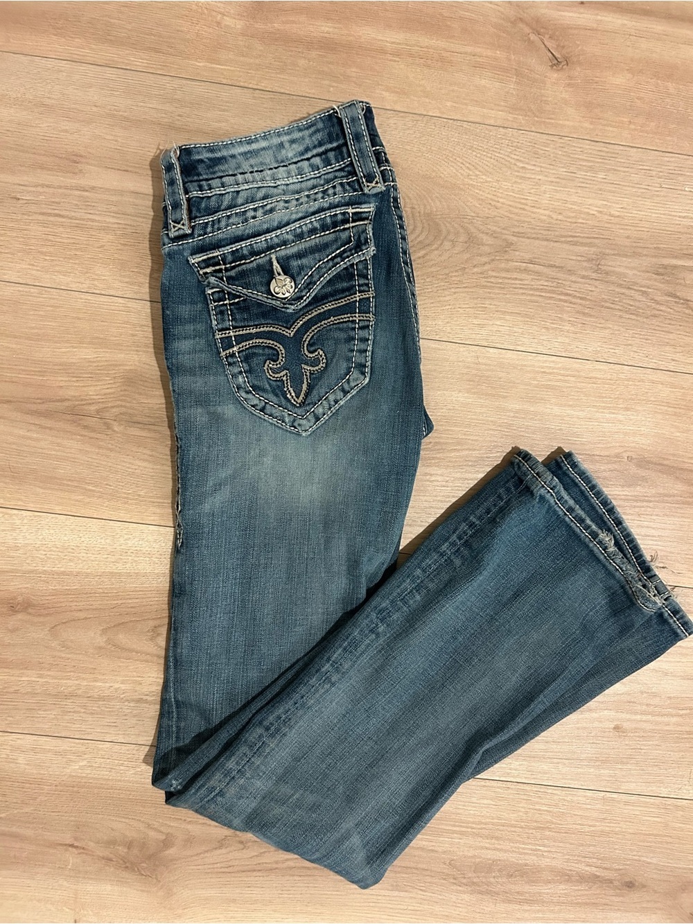 Rock Revival JEN 05 Bootcut Jeans Women’s Size 29 Y2K Low Rise Embroidered